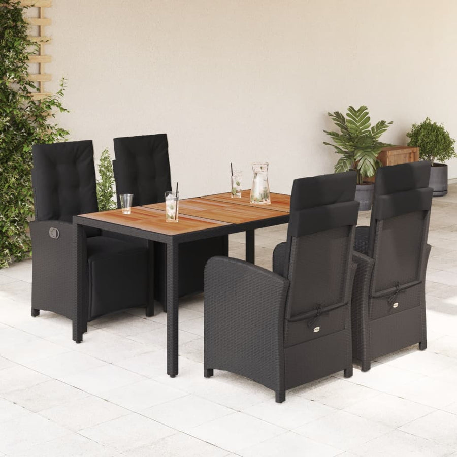 5-Delige Tuinset Met Kussens Poly Rattan Zwart