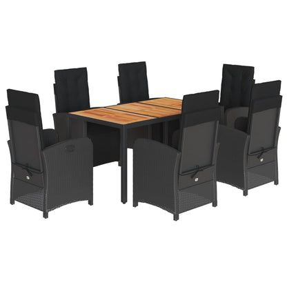 7-Delige Tuinset Met Kussens Poly Rattan Zwart