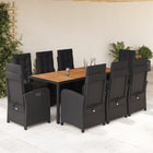 Tuinset poly rattan 9-delig zwart