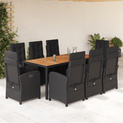 Tuinset poly rattan 9-delig zwart