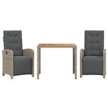 3-Delige Bistroset Met Kussens Poly Rattan Grijs