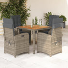 Tuinset 5-delig poly rattan grijs met kussens