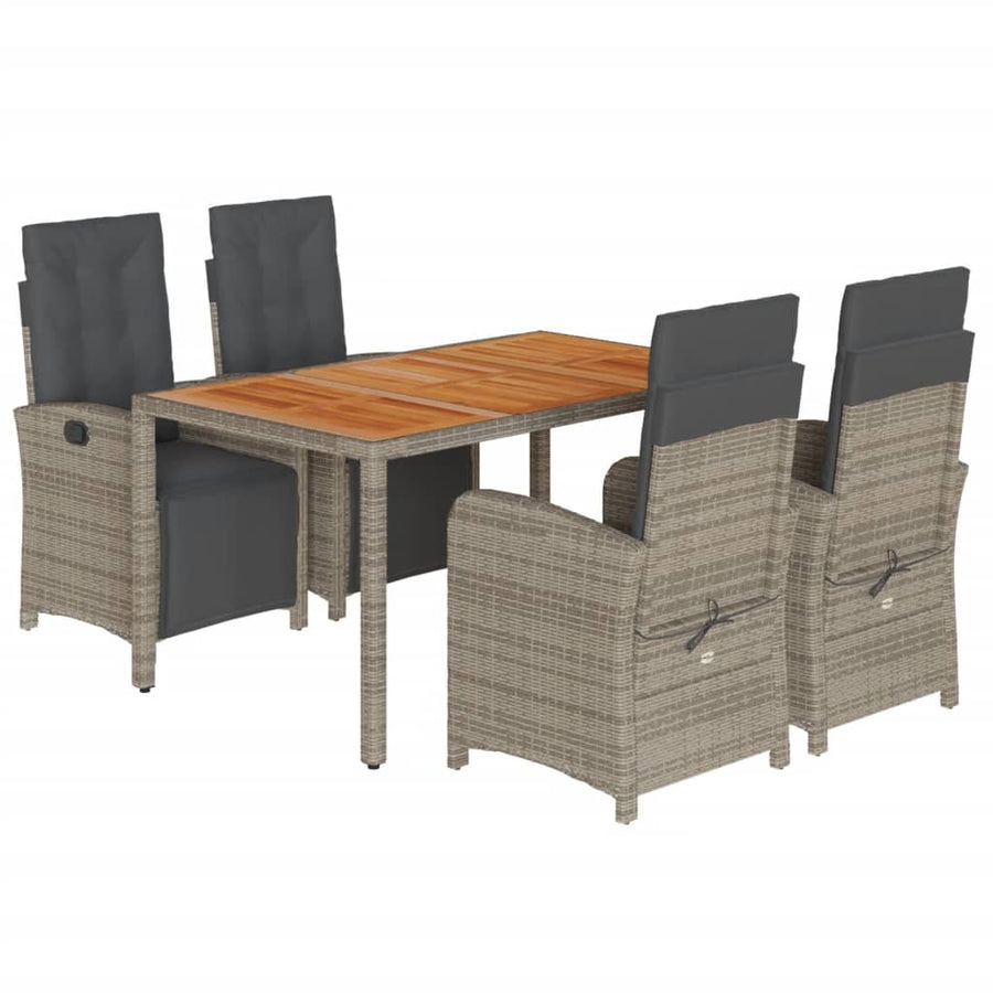 5-Delige Tuinset Met Kussens Poly Rattan Grijs