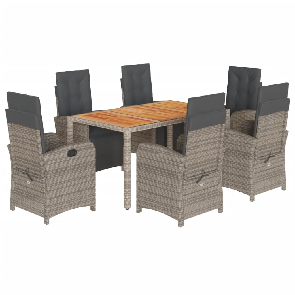 7-Delige Tuinset Met Kussens Poly Rattan Grijs