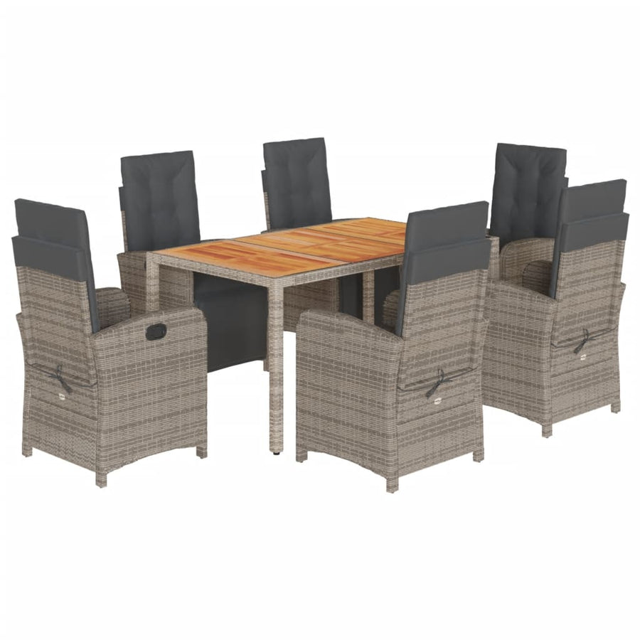 7-Delige Tuinset Met Kussens Poly Rattan Grijs