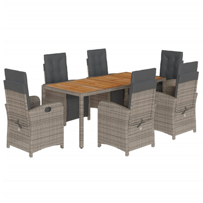 7-Delige Tuinset Met Kussens Poly Rattan Grijs