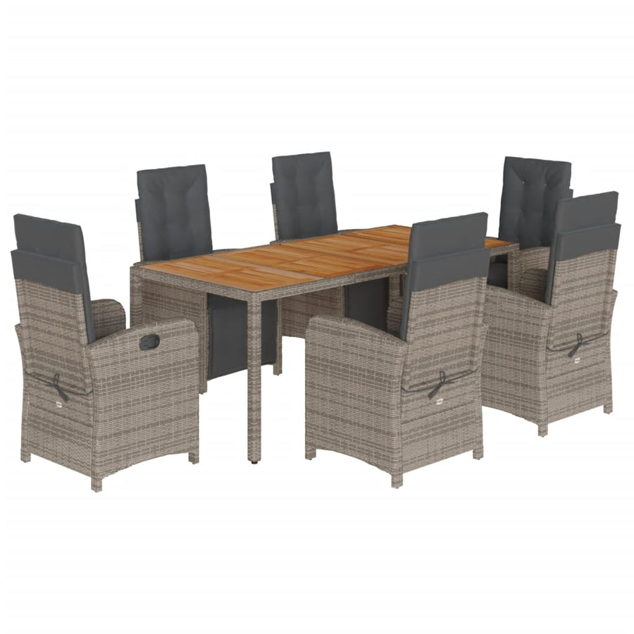 7-Delige Tuinset Met Kussens Poly Rattan Grijs