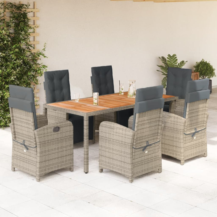 7-Delige Tuinset Met Kussens Poly Rattan Grijs