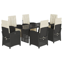 -Delige Tuinset Met Kussens Poly Rattan Zwart en crème Glas 7