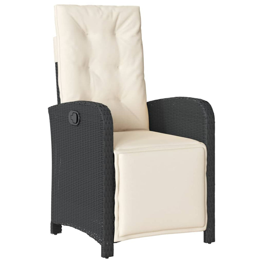 -Delige Tuinset Met Kussens Poly Rattan Zwart en crème Glas 7