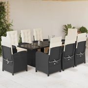 Tuinset 9-delig poly rattan zwart