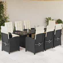 Tuinset poly rattan 9 Glas Zwart en crème