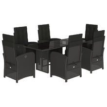 Tuinset met kussens poly rattan 7 Glas Zwart