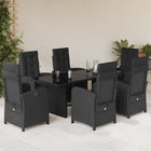 Tuinset 7-delig poly rattan zwart met kussens
