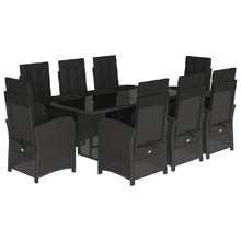 Tuinset poly rattan 9 Glas Zwart