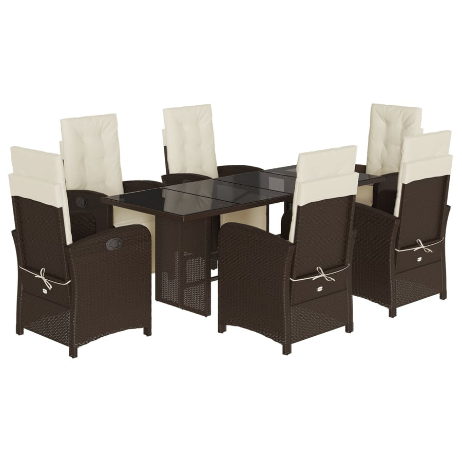 -Delige Tuinset Met Kussens Poly Rattan Bruin en crème Glas 7
