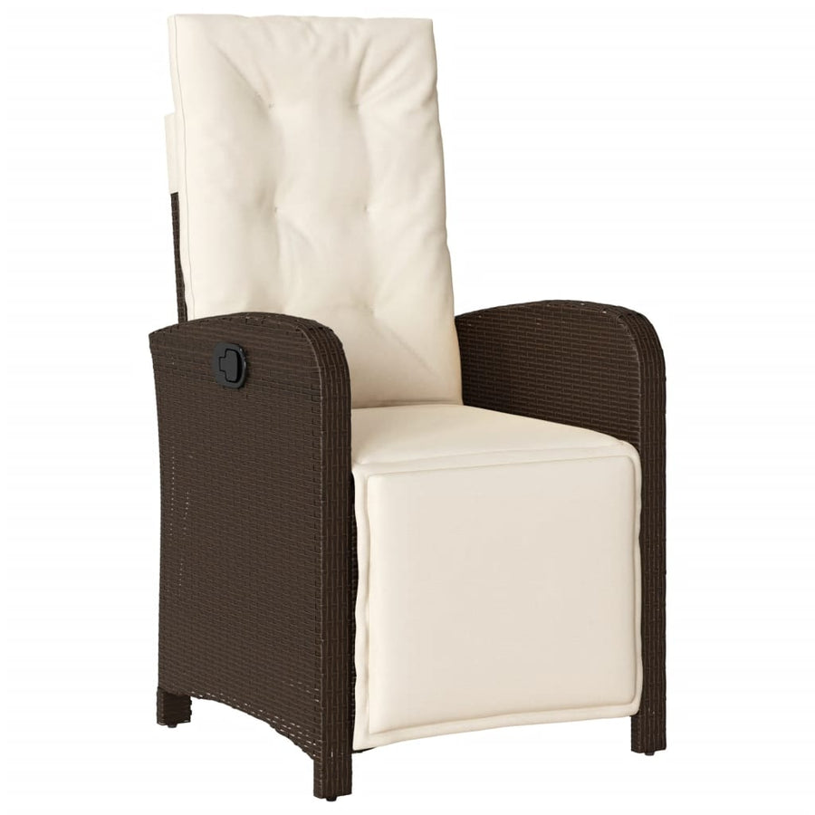 -Delige Tuinset Met Kussens Poly Rattan Bruin en crème Glas 7