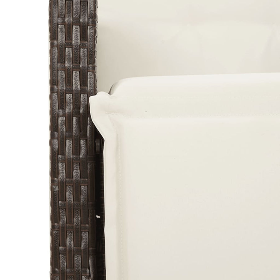 -Delige Tuinset Met Kussens Poly Rattan Bruin en crème Glas 7
