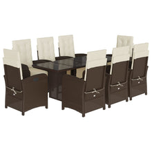 Tuinset met kussens poly rattan 9 Glas Bruin en crème