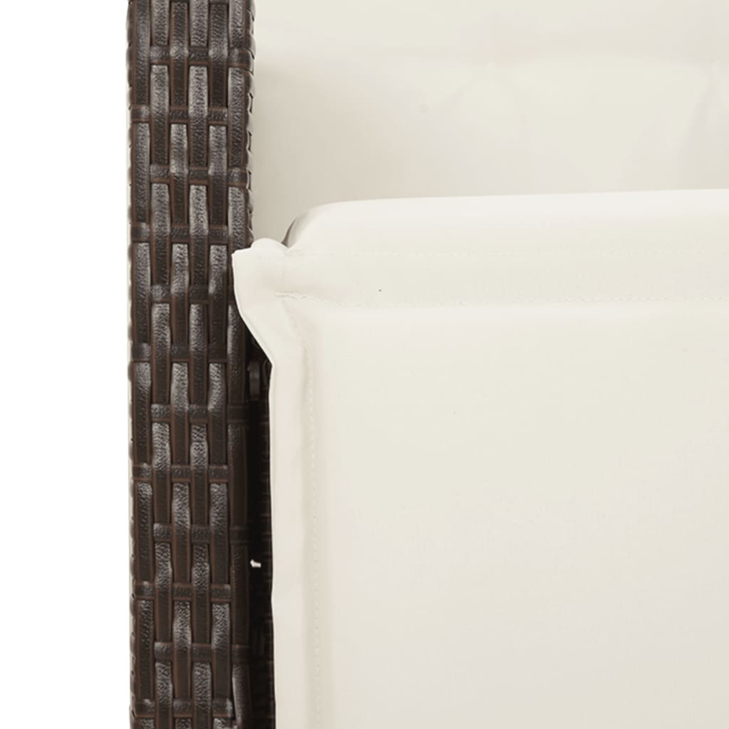 Tuinset met kussens poly rattan 9 Glas Bruin en crème