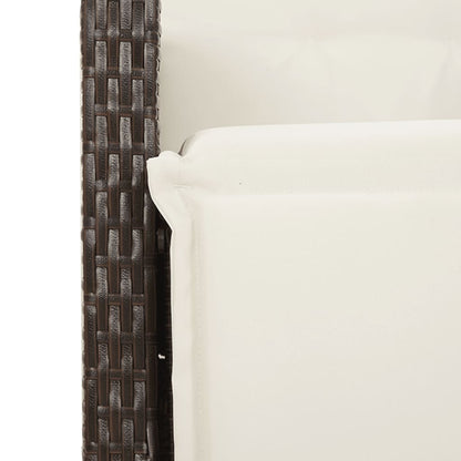 Tuinset met kussens poly rattan 9 Glas Bruin en crème