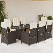 Tuinset 9-delig poly rattan bruin