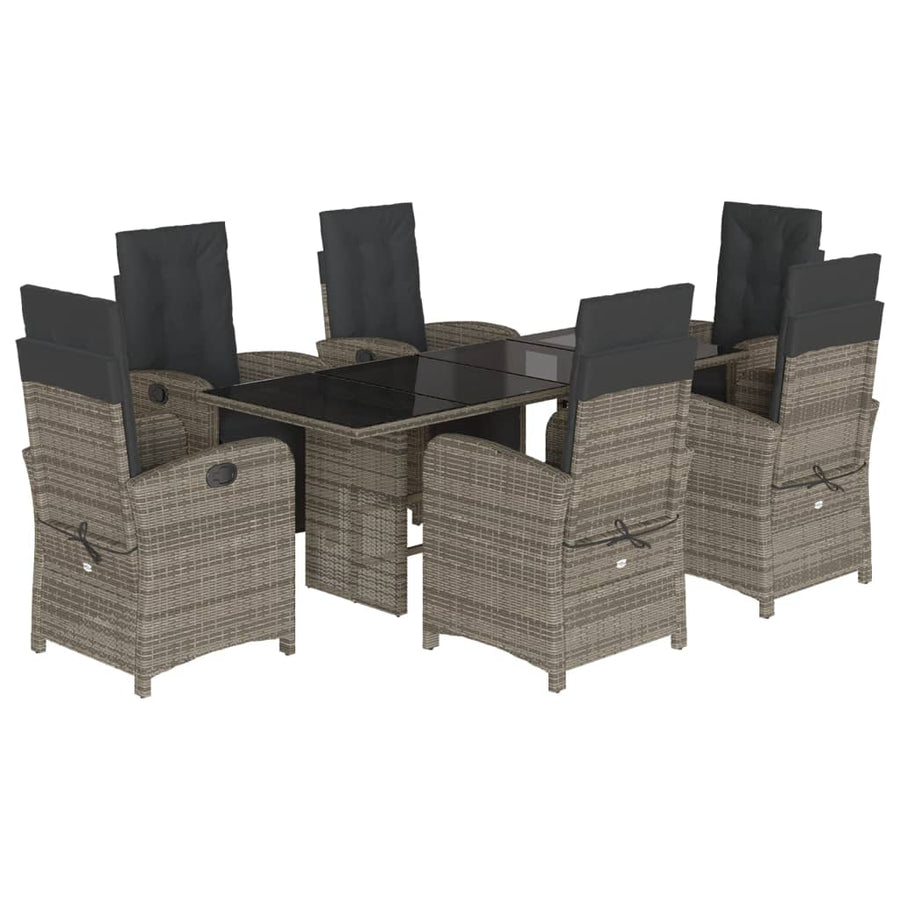 -Delige Tuinset Met Kussens Poly Rattan Grijs Glas 7