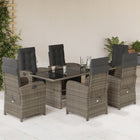Tuinset 7-delig poly rattan grijs met kussens