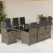 Tuinset poly rattan grijs 9-delig