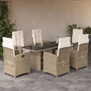 Tuinset 7-delig poly rattan beige
