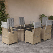 Tuinset 7-delig poly rattan beige