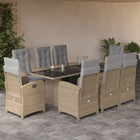 Tuinset met kussens poly rattan 9 Glas Beige en grijs