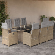 Tuinset 9-delig poly rattan beige