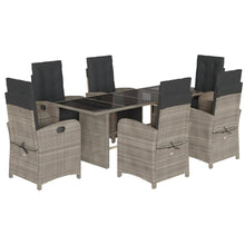 Tuinset met kussens poly rattan grijs 7 Glas Lichtgrijs