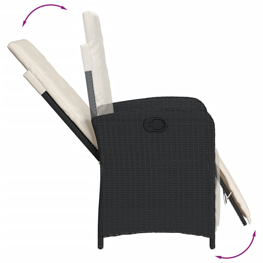 -Delige Tuinset Poly Rattan Zwart en crème Hout 9