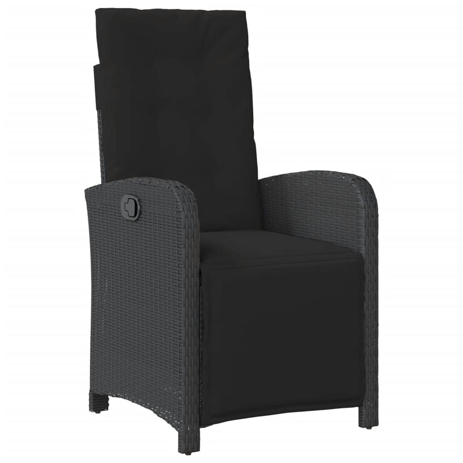 -Delige Tuinset Poly Rattan Zwart Hout 9