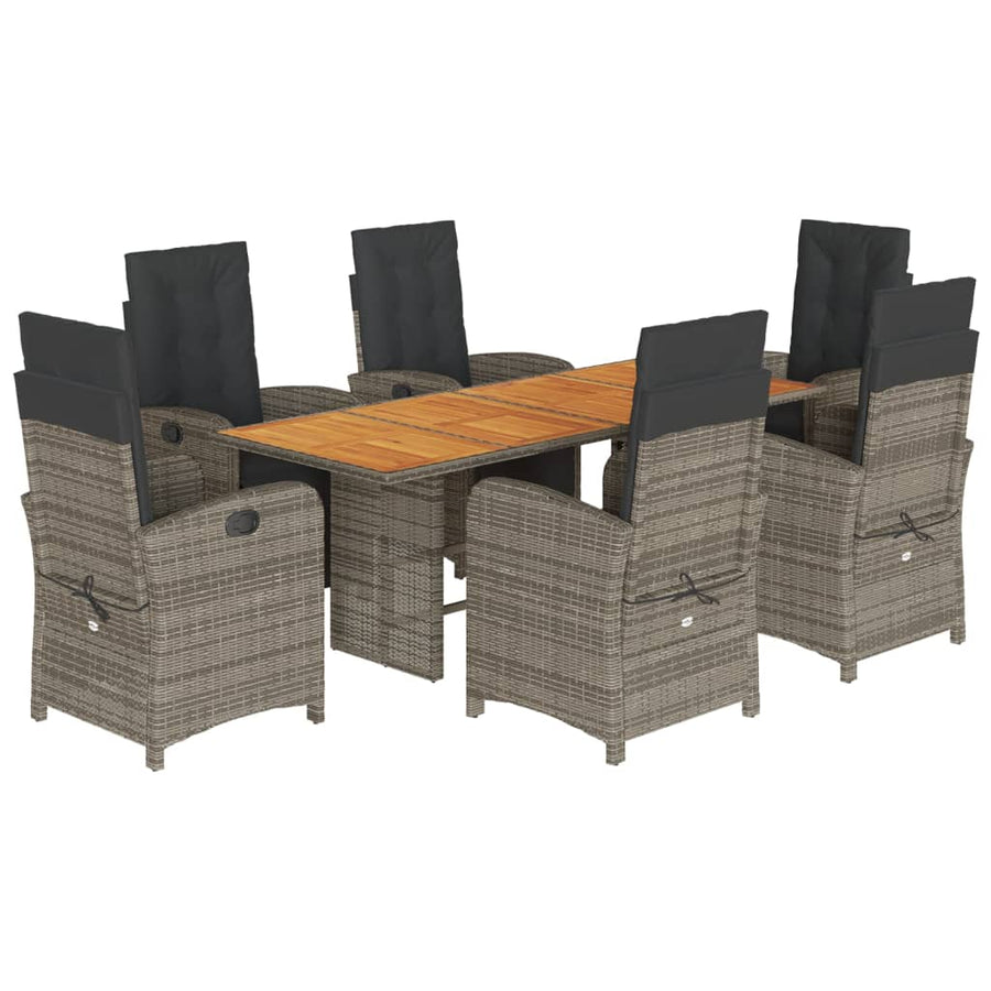 7-Delige Tuinset Met Kussens Poly Rattan Grijs