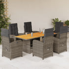 Tuinset 7-delig poly rattan grijs