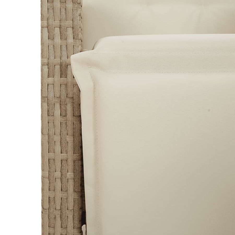 7-Delige Tuinset Met Kussens Poly Rattan 6 beige en crèmekleurig Hout