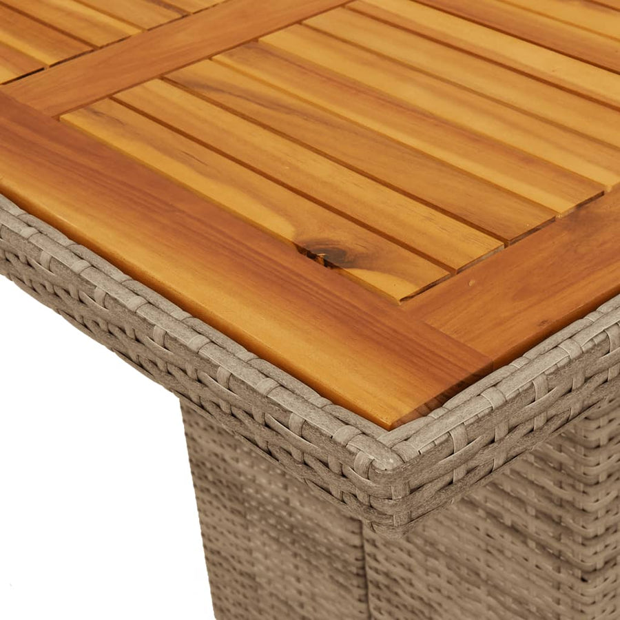 9-Delige Tuinset Met Kussens Poly Rattan 8 beige en crèmekleurig Hout