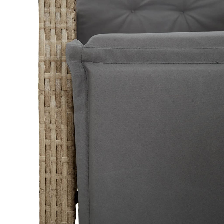 9-Delige Tuinset Met Kussens Poly Rattan 8 Beige en grijs Hout