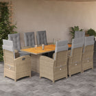 9-Delige Tuinset Met Kussens Poly Rattan Beige