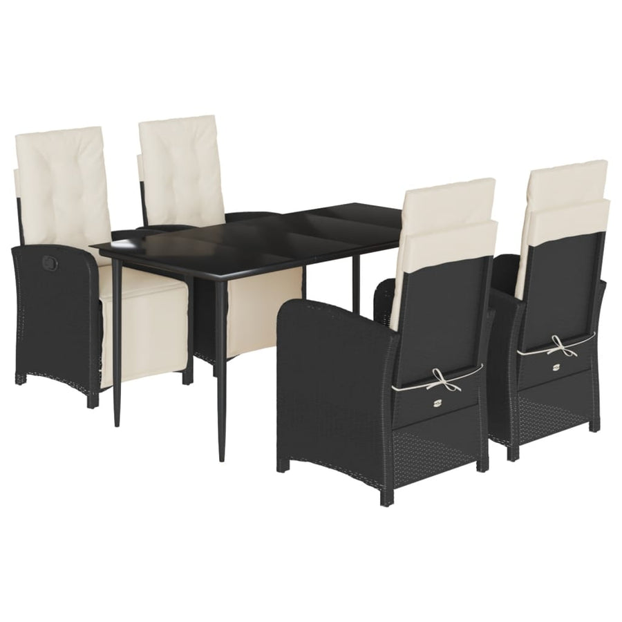 5-Delige Tuinset Met Kussens Poly Rattan Zwart