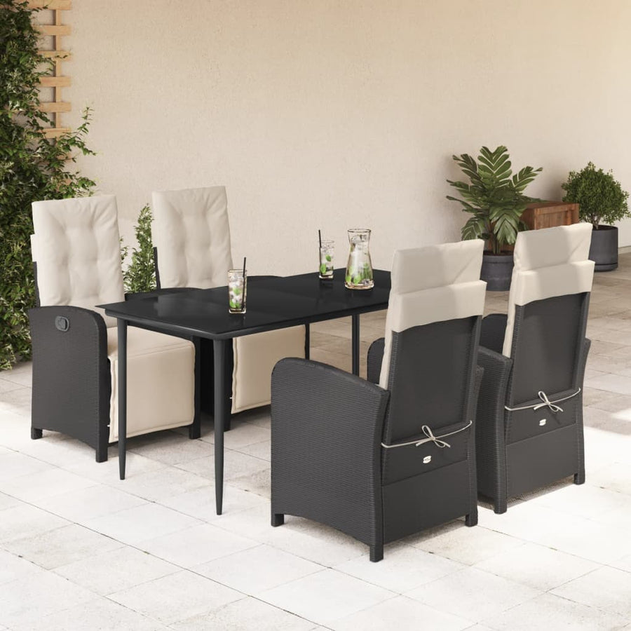5-Delige Tuinset Met Kussens Poly Rattan Zwart