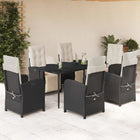 7-Piece Poly Rattan Garden Set with Cushions Black