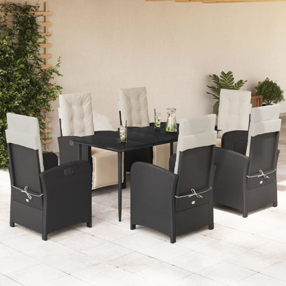 7-Delige Tuinset Met Kussens Poly Rattan Zwart