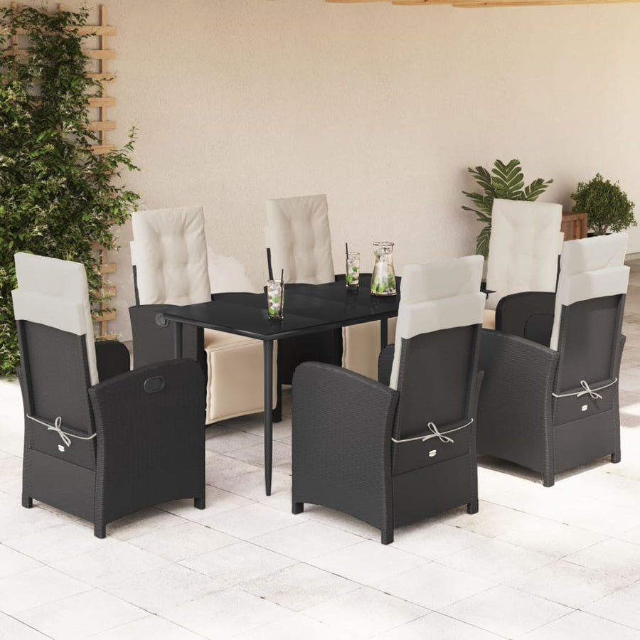 7-Delige Tuinset Met Kussens Poly Rattan Zwart