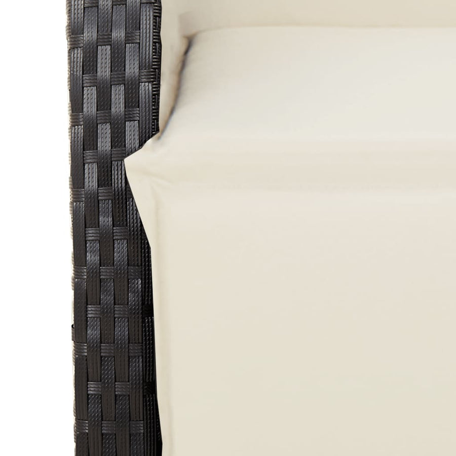 5-delige Tuinset met kussens poly rattan zwart 5 80 cm tafellengte