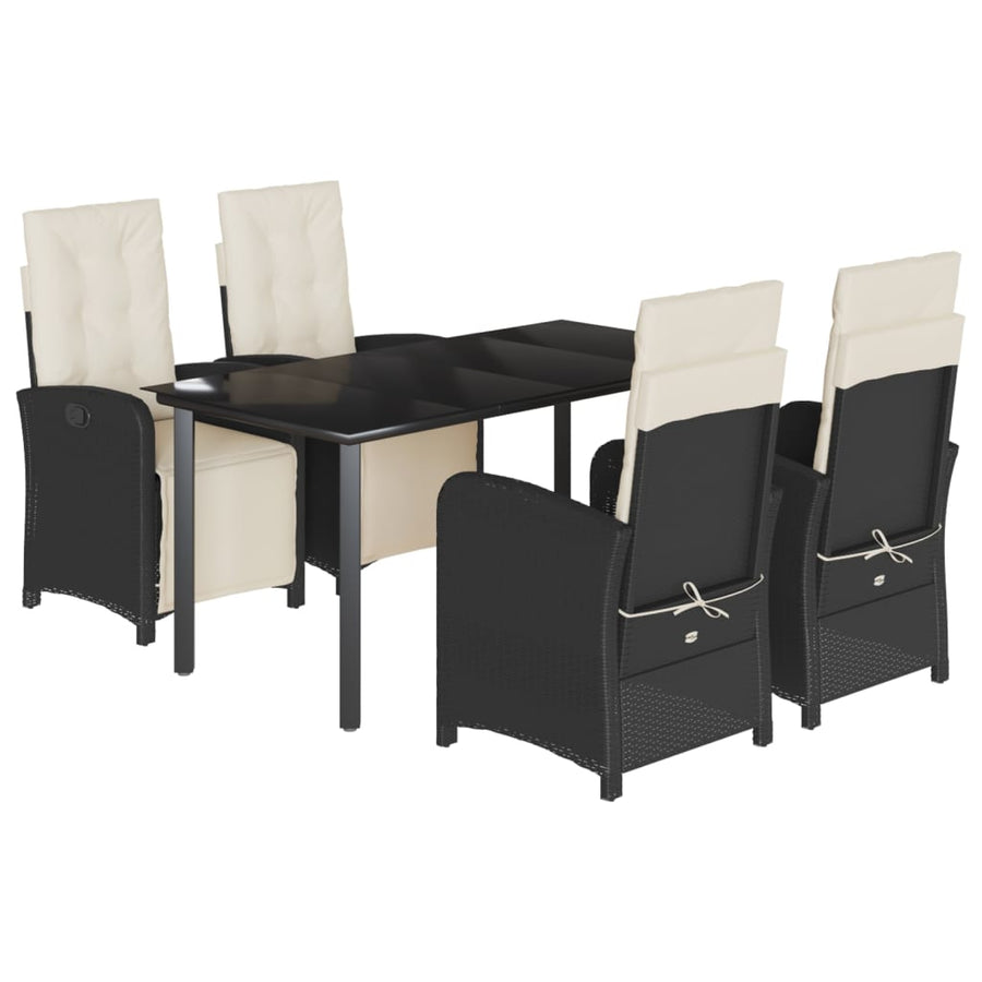 5-Delige Tuinset Met Kussens Poly Rattan Zwart