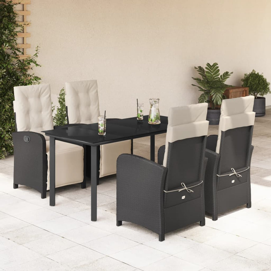 5-Delige Tuinset Met Kussens Poly Rattan Zwart
